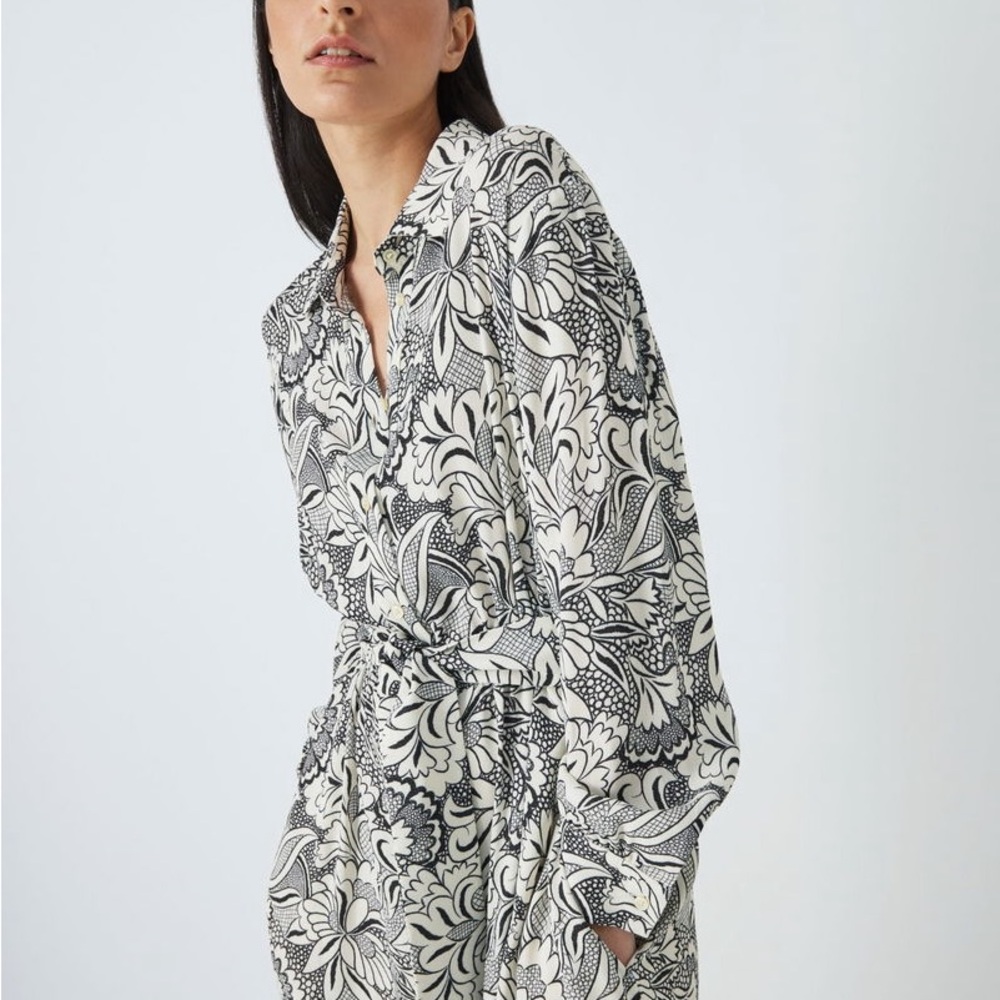MaxMara Weekend Black White Floral Pocket Maxi Dress Tie Waist